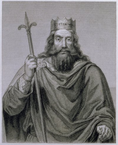 Chlodwig I. (465-511) Merowinger-Herrscher der Franken, graviert von G. Lewy von Francois Louis Dejuinne